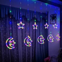 hot selling Ramadan LED moon & star curtain light for Christmas decoration