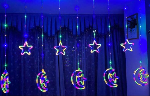 hot selling Ramadan LED moon & star curtain light for Christmas decoration
