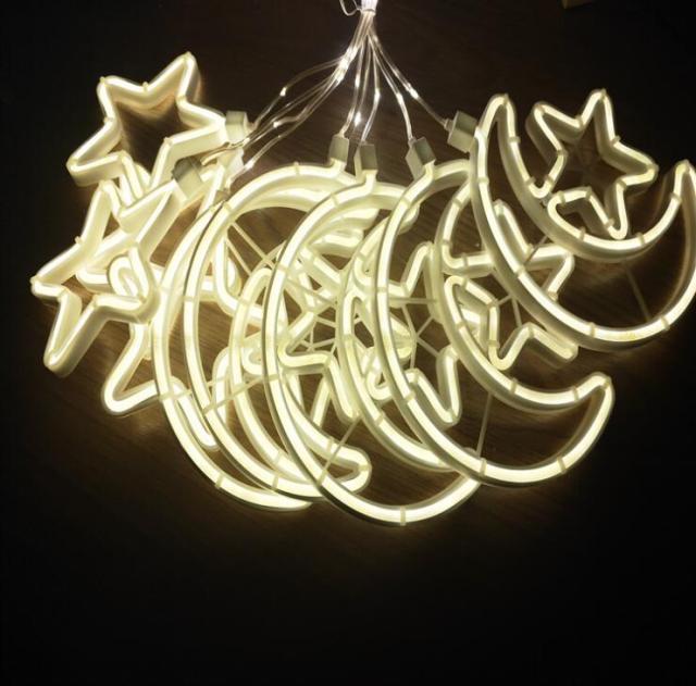 hot selling Ramadan LED moon & star curtain light for Christmas decoration
