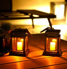 waterproof solar LED candle lantern light for garden