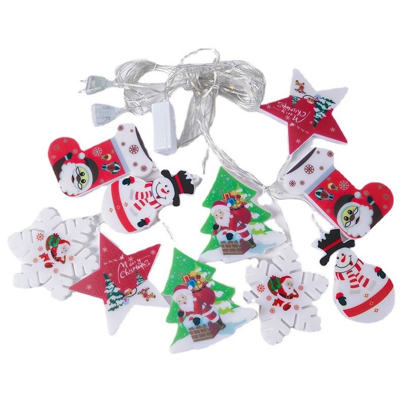 New Design 3D Snowman Snowflake Christmas tree Moon Star LED Christmas curtain lights with colorful paiting