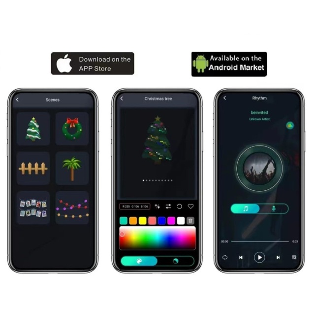 smart RGB Outdoor Indoor color changing LED Christmas tree lights