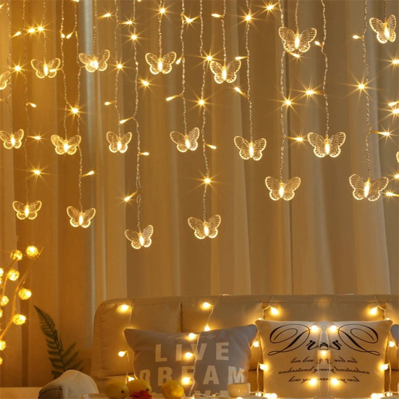 Snowflake Butterfly3.5m, 4m, 5m,10m home depot LED Christmas led icicle lights warm white