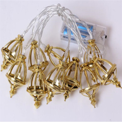 Led Muslim Ramadan String Lights Golden Wrought Oil Lamp Shape Light Decoration For Festival Party Bedroom