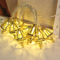 Led Muslim Ramadan String Lights Golden Wrought Oil Lamp Shape Light Decoration For Festival Party Bedroom