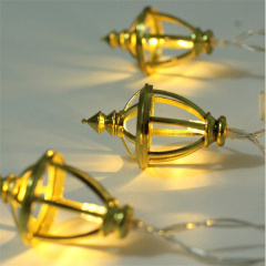 Led Muslim Ramadan String Lights Golden Wrought Oil Lamp Shape Light Decoration For Festival Party Bedroom