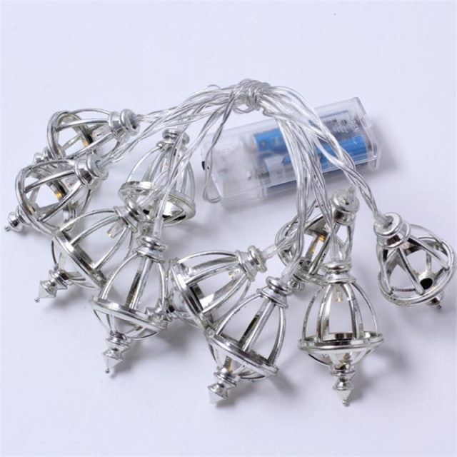 Led Muslim Ramadan String Lights Golden Wrought Oil Lamp Shape Light Decoration For Festival Party Bedroom