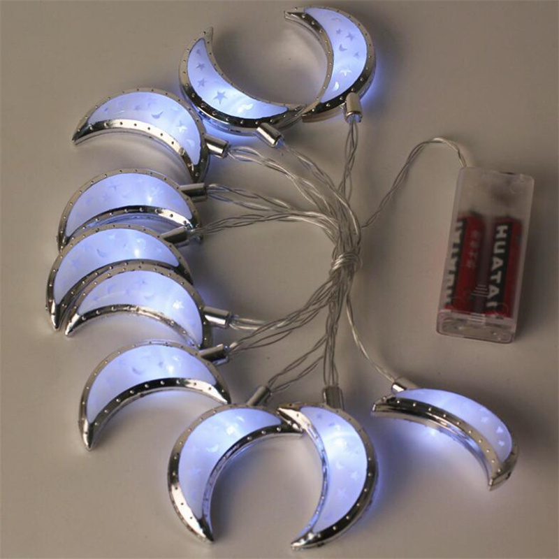 10LED/ 20LED Eid Mubarak String Lights Moon Star Ramadan Kareem Decoration for Wall Tree Hanging Indoor Outdoor