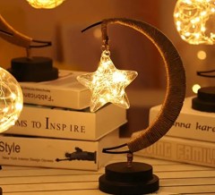 Ramadan Kareem Moon Table Lamp Desk Lamp Ramadan light Ramadan Eid Mubarak Muslim Moon Star Desktop Night light