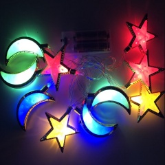 10LED/ 20LED Eid Mubarak String Lights Moon Star Ramadan Kareem Decoration for Wall Tree Hanging Indoor Outdoor