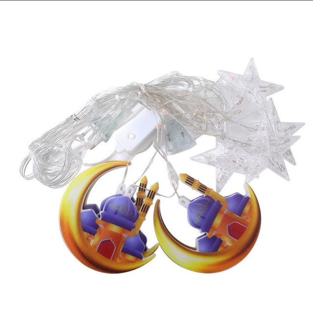 Ramadan Eid Muslim Mubarak Decoration Indoor Outdoor LED Curtain Moon Star String lights