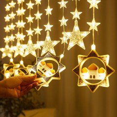 Ramadan Eid Muslim Mubarak Decoration Indoor Outdoor LED Curtain Moon Star String lights