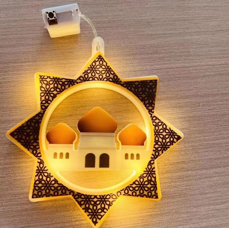 Mini Battery Powered Moon Star Ramadan Kareem LED light Ramadan hangin lights indoor