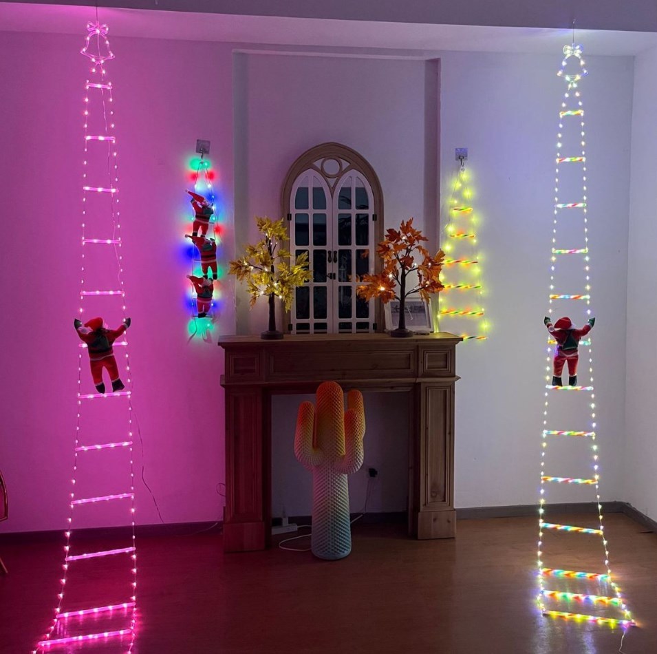 New 10ft Indoor Outdoor Santa Climbing Ladder LED Christmas Decorative Lights