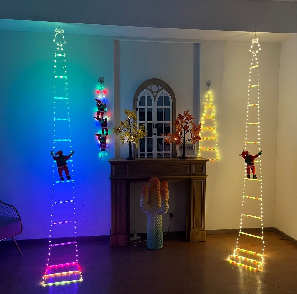 New 10ft Indoor Outdoor Santa Climbing Ladder LED Christmas Decorative Lights
