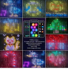 Smart DIY EDIT Tuya Curtain Lights String with 400 RGB Color Changing LED String Lights