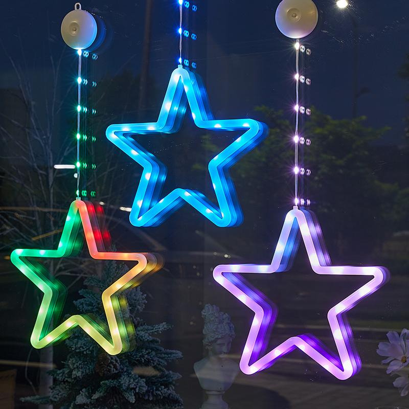 Battery Powered New Design Color Changing Hanging Star Christmas Light