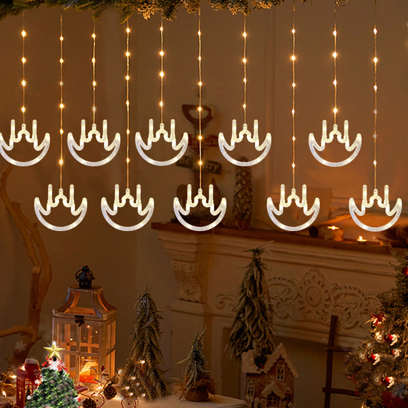 New Design Castle Oil Lamp Ramadan Eid Mubarak LED Curtain Light Indoor