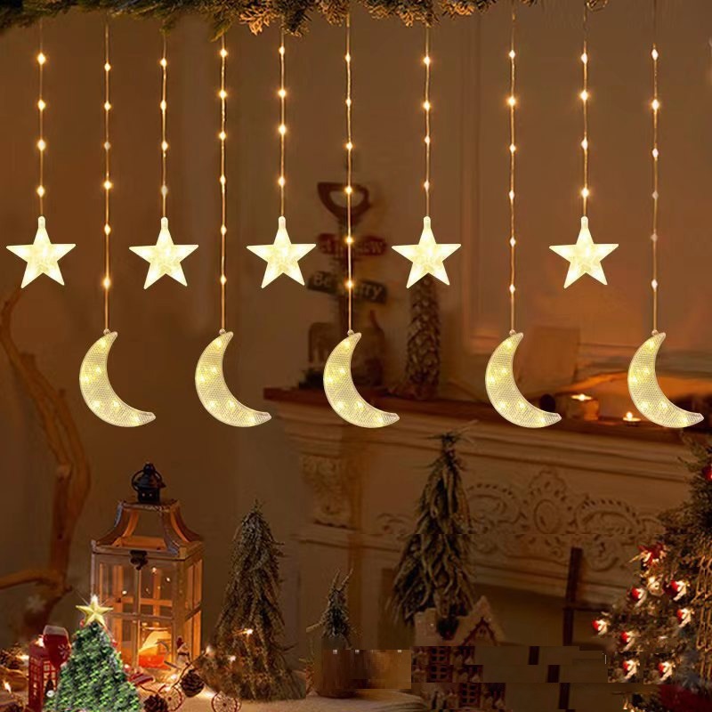New Design 8 Modes Middle East Mubarak Eid Castle Ramadan LED Curtain Wall Window Fairy String Light With Connectable Plug