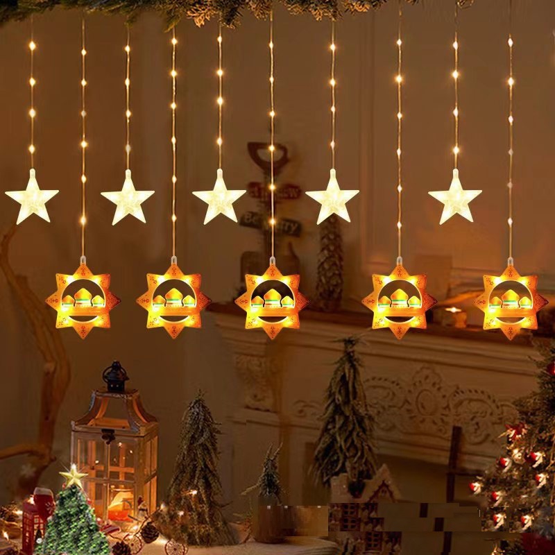 New Design 8 Modes Middle East Mubarak Eid Castle Ramadan LED Curtain Wall Window Fairy String Light With Connectable Plug