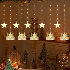 新設計8パターン中東ムバラク開斎節城ラマダンLEDカーテンウォール窓仙女シリアルランプ、接続可能プラグ付き