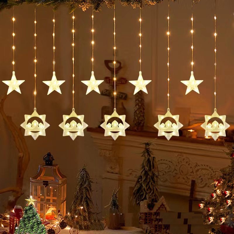 New Design 8 Modes Middle East Mubarak Eid Castle Ramadan LED Curtain Wall Window Fairy String Light With Connectable Plug