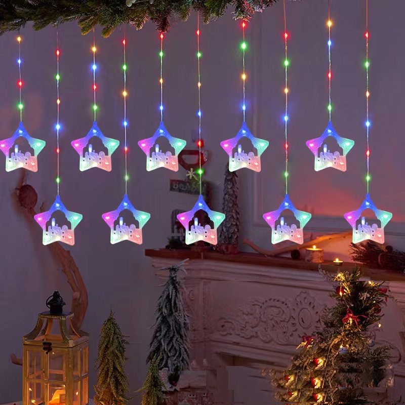 New Design 8 Modes Middle East Mubarak Eid Castle Ramadan LED Curtain Wall Window Fairy String Light With Connectable Plug