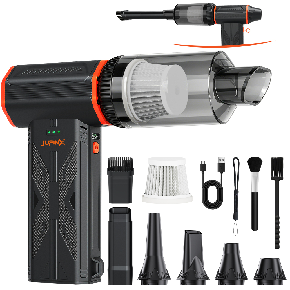 JUFINX F32MAX Compressed Air Duster-150,000RPM Super Power Electric Air Duster and Vacuum Cleaner & Bag Vacuum Sealer 3-in-1，for PC Keyboard Cleaning, vacuum storage bag，Car interior cleaning