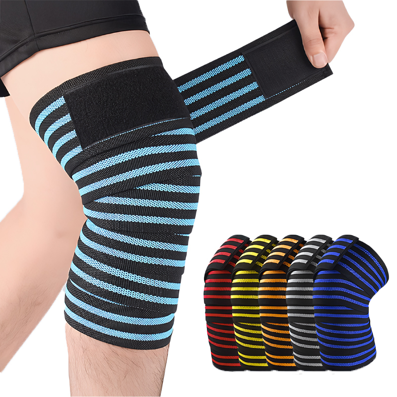 Customized Gym Fitness Knee Brace Support Weightlifting Compression Knee Wraps Strap Knee Cap Bandage