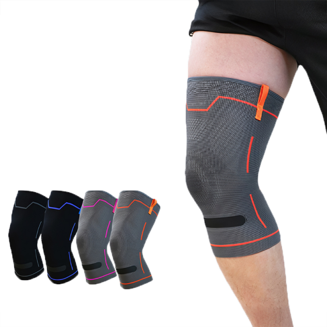 Compression 3D Silicone Knee Brace Sleeve Elastic Breathable Knee Support Pads With Patella Gel Pads and Side Stabilizers