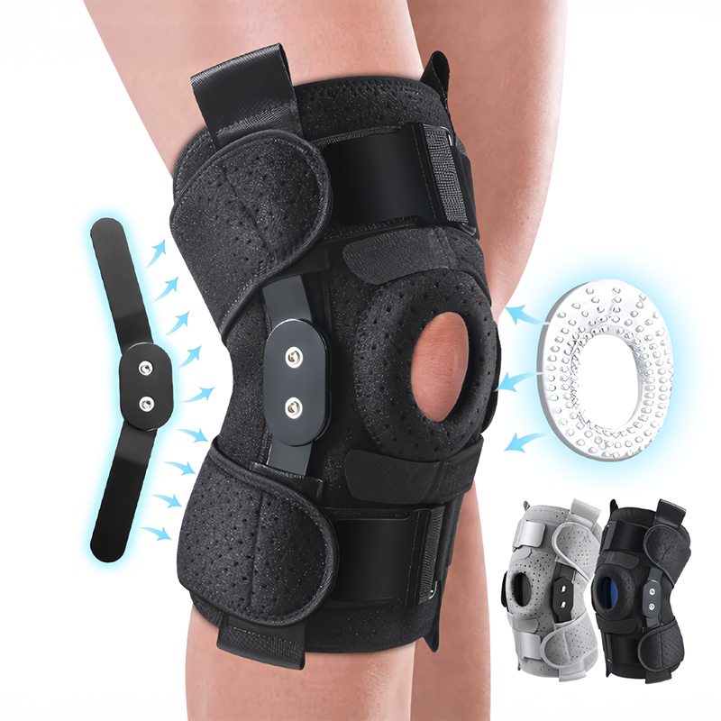 Customized Nylon Sports Knee Braces Adjustable Neoprene Stabilizer Hinged Open Patella Joint Soft Protective Sports Knee Pads