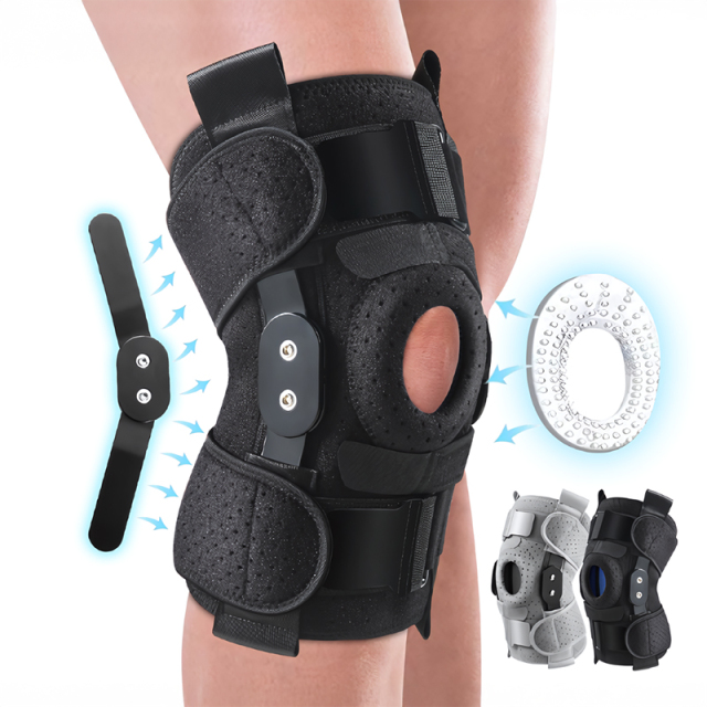 Customized Nylon Sports Knee Braces Adjustable Neoprene Stabilizer Hinged Open Patella Joint Soft Protective Sports Knee Pads