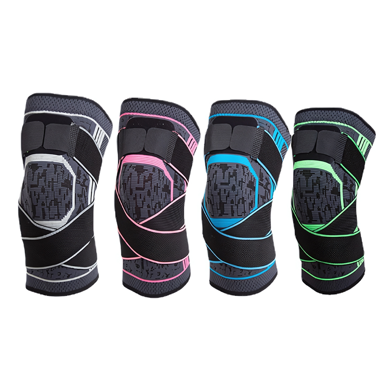 Double Strap Spring Support Nylon Knee Pad Running Fitness Professional Sports Cycling Protection Anti-Collision