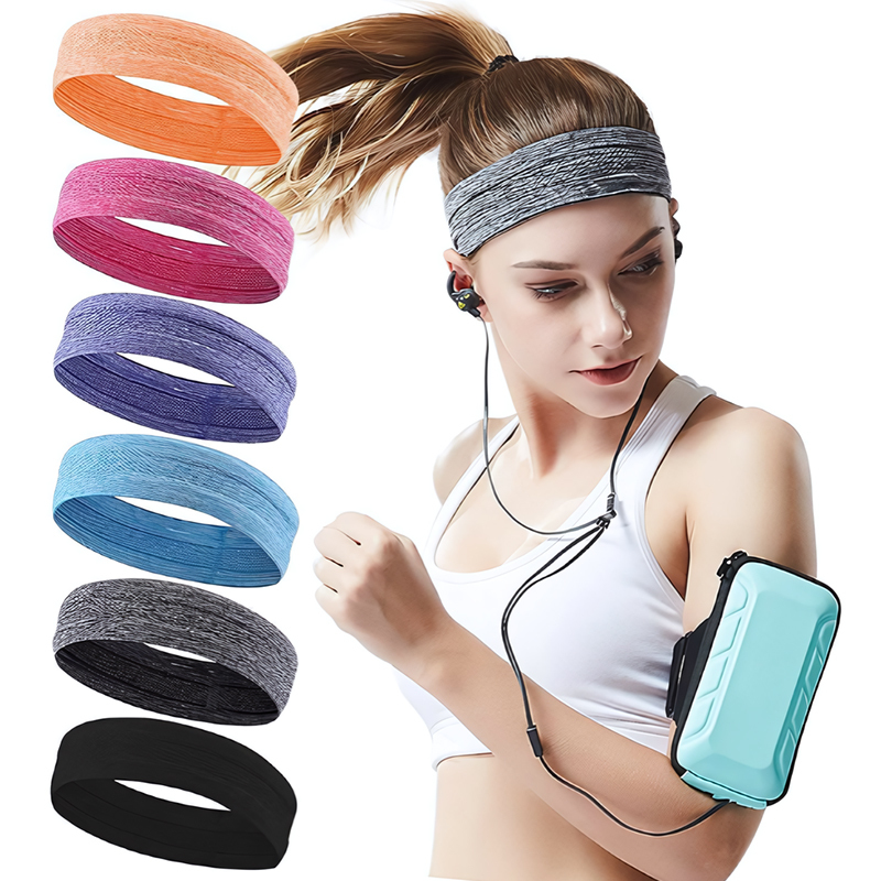 Fashion Sports Headbands Terry Cloth Moisture Wicking Athletic Basketball Hair Bands Women Hair Non Slip Workout Sweatbands