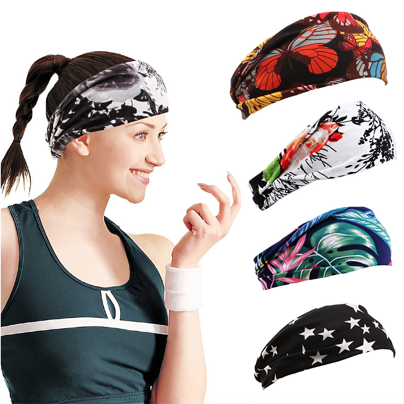 Wholesale Non slip Unisex Gym Elastic Headbands Stretchy Basketball Baseball Yoga Running Sports Headband Sweatband