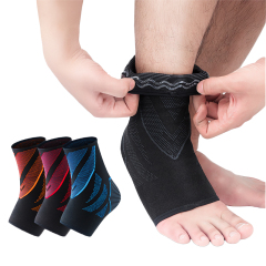 Custom Nylon Outdoor Sports Ankle Support Elastic Ankle Compression Sleeves Ankle Brace With Silicone Pad
