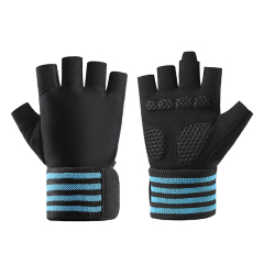 Unisex Microfiber Leather Half-Finger Workout Gloves Non-Skid Fitness Sports Training Lengthened Wrist Wrap for Men and Women