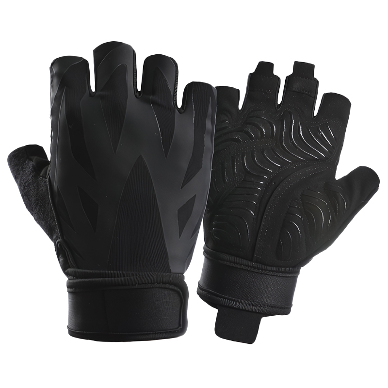 OEM Men's Half Finger Workout Gloves Weightlifting Wrist Support Full Palm Protection Extra Grips Polyester Exercise Cross