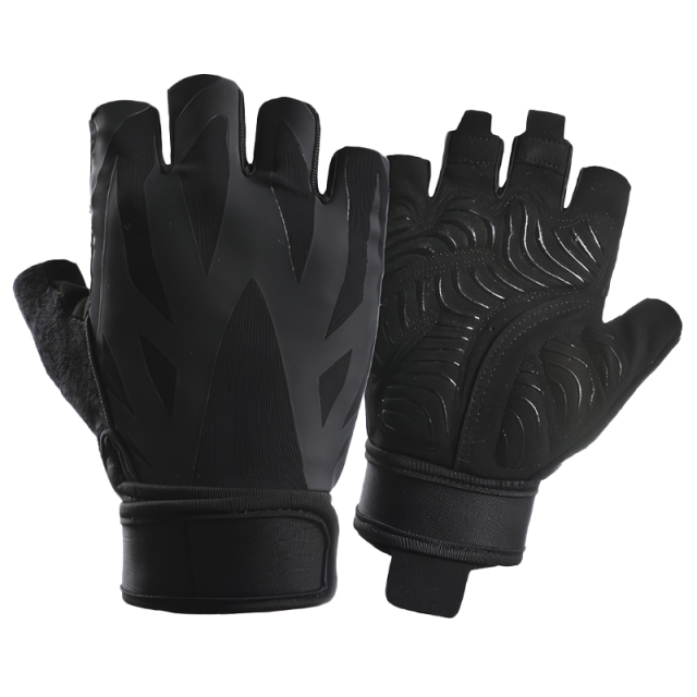 OEM Men's Half Finger Workout Gloves Weightlifting Wrist Support Full Palm Protection Extra Grips Polyester Exercise Cross