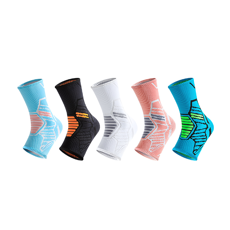 Custom Nylon Outdoor Sports Ankle Support Elastic Ankle Compression Sleeves Ankle Brace With Silicone Pad