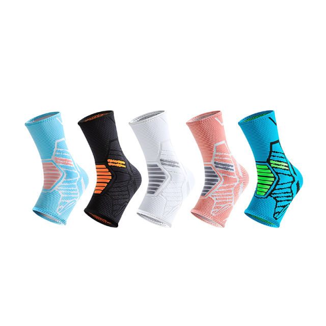 Custom Nylon Outdoor Sports Ankle Support Elastic Ankle Compression Sleeves Ankle Brace With Silicone Pad