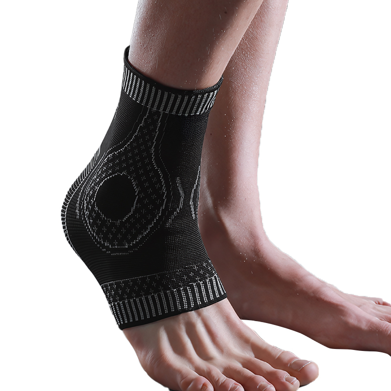 Custom Nylon Outdoor Sports Ankle Support Elastic Ankle Compression Sleeves Ankle Brace With Silicone Pad
