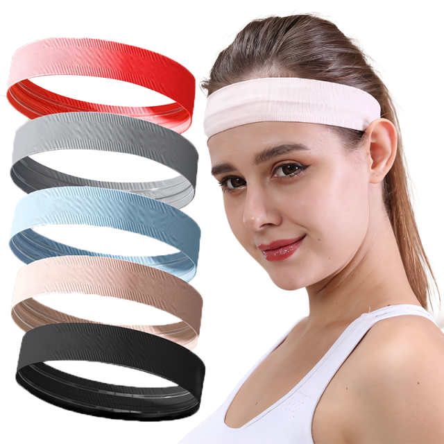 High Quality Elastic Eco-friendly Women's Sports Headband Soft Sweat-proof Polyester Yoga Running Fitness Comfortable Stretchy