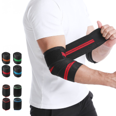 Nylon Elastic Adjustable Double Ring Closure Elbow Knee Pads Breathable Sweat-Wicking Sports Stabilizer Non-Slip Knitted Guards