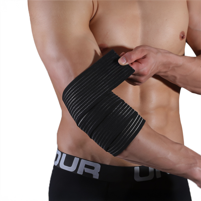 Nylon Elastic Adjustable Double Ring Closure Elbow Knee Pads Breathable Sweat-Wicking Sports Stabilizer Non-Slip Knitted Guards