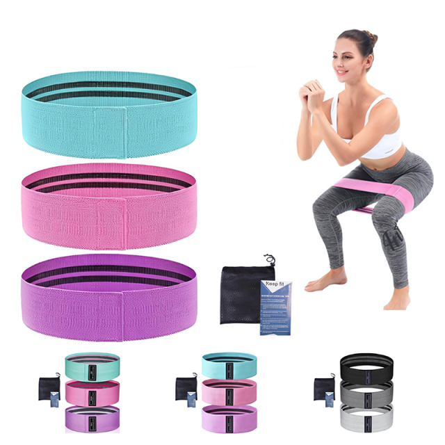 Custom Logo Printed Anti Slip Fabric Resistance Bands Home Gym Workout Yoga Pilates Resistance Loop Bands Set