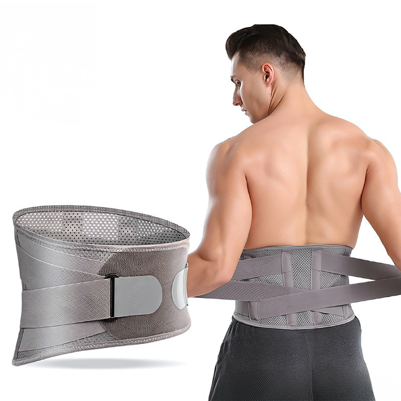 Compression Pain Relief Double Pull Lumbar Brace Lower Waist Support Belt Spandex & Nylon Material Size L 3 Replaceable Pads