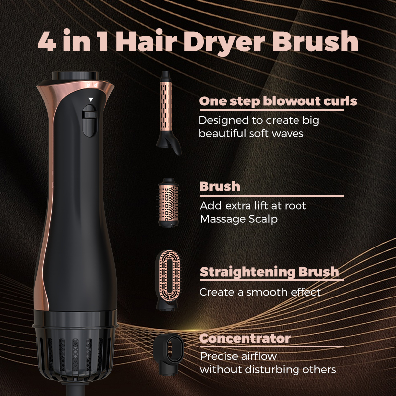 Best Selling 1200W Hot Air Brush Electric Comb One Step Hair Dryer Fast Hair Straightener 4 in 1 Hair Dryer Brush