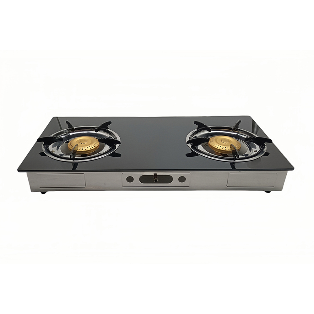 Gas Stove Tempered Glass Black Power 2 Burner Cooker Cooktop