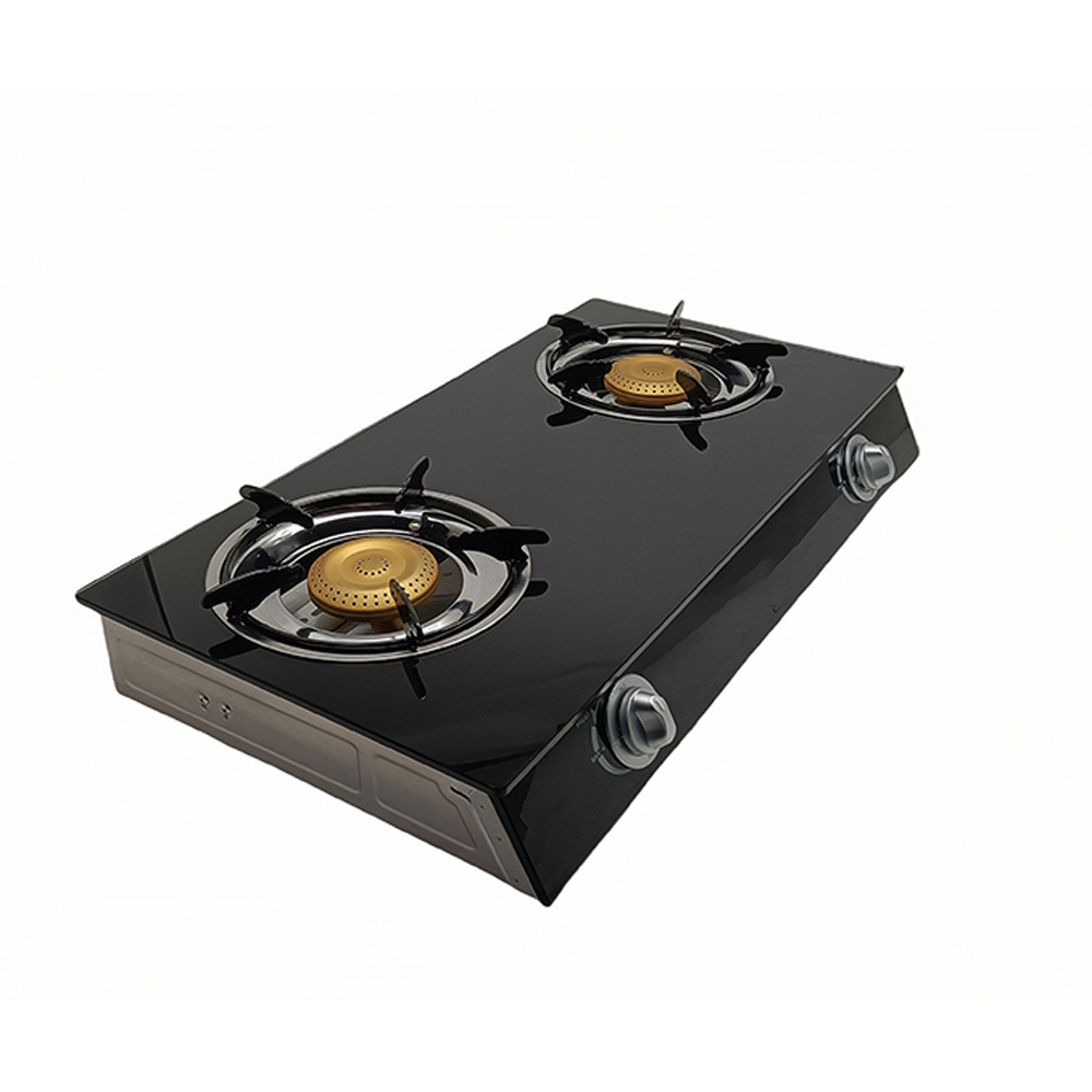 Gas Stove Tempered Glass Black Power 2 Burner Cooker Cooktop